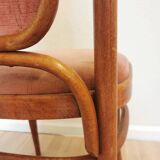 Vintage Thonet Style Bentwood Dining Chair: High Back, Cushioned Seat Pink