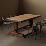 Solid pine dining table – Handcrafted, around 1970