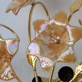 Murano Vintage Ceiling Light Orange Iridescent Flowers, 1970s