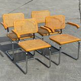 Set of 4 Cesca chairs model B64 with armrests Cesca Marcel breuer design