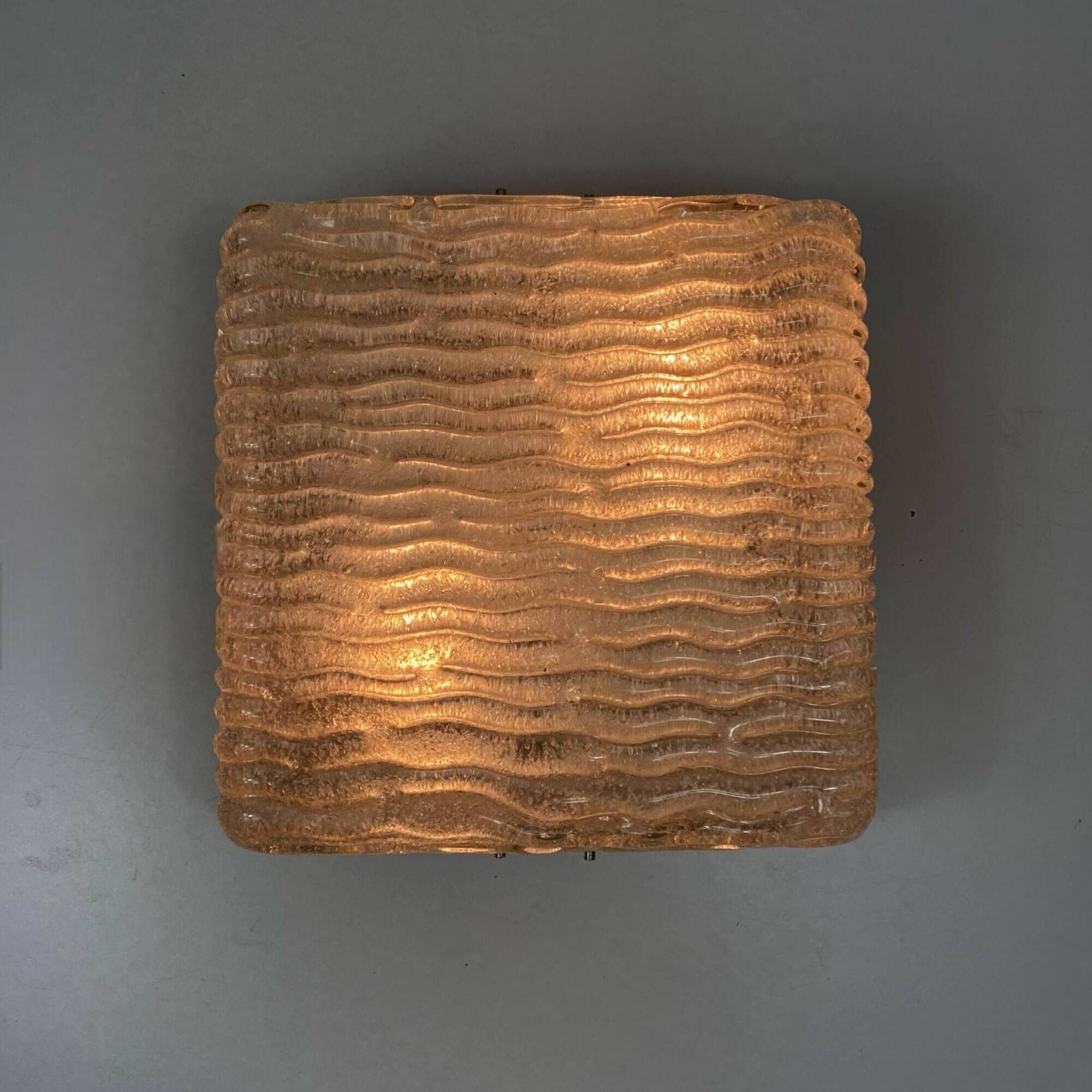 Very large ceiling light in thick textured glass 1960 Kalmar old light fixture LAMP-7044