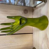Vintage green hand vase