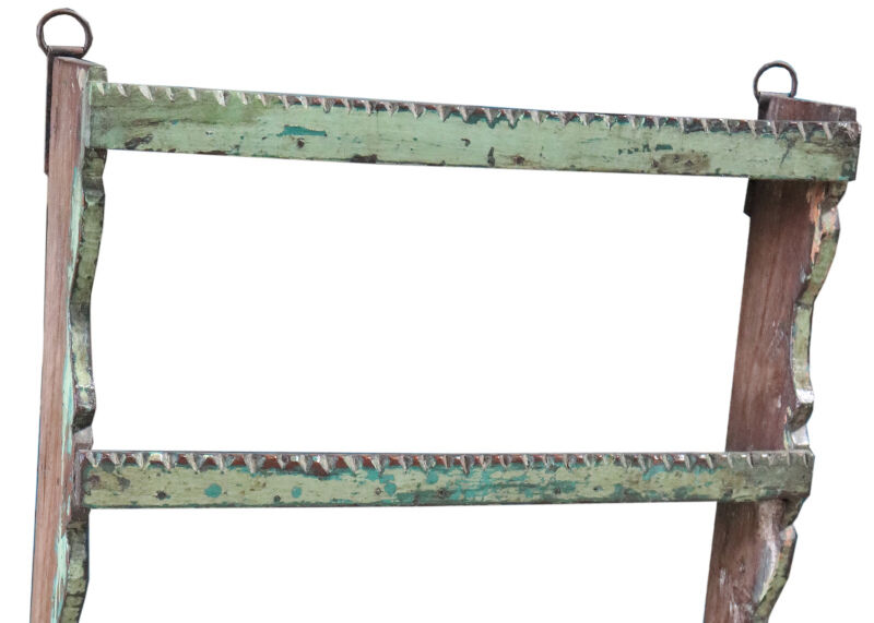 Green Wall shelf wood old teak shabby 46 x 11 x 67, 5cm