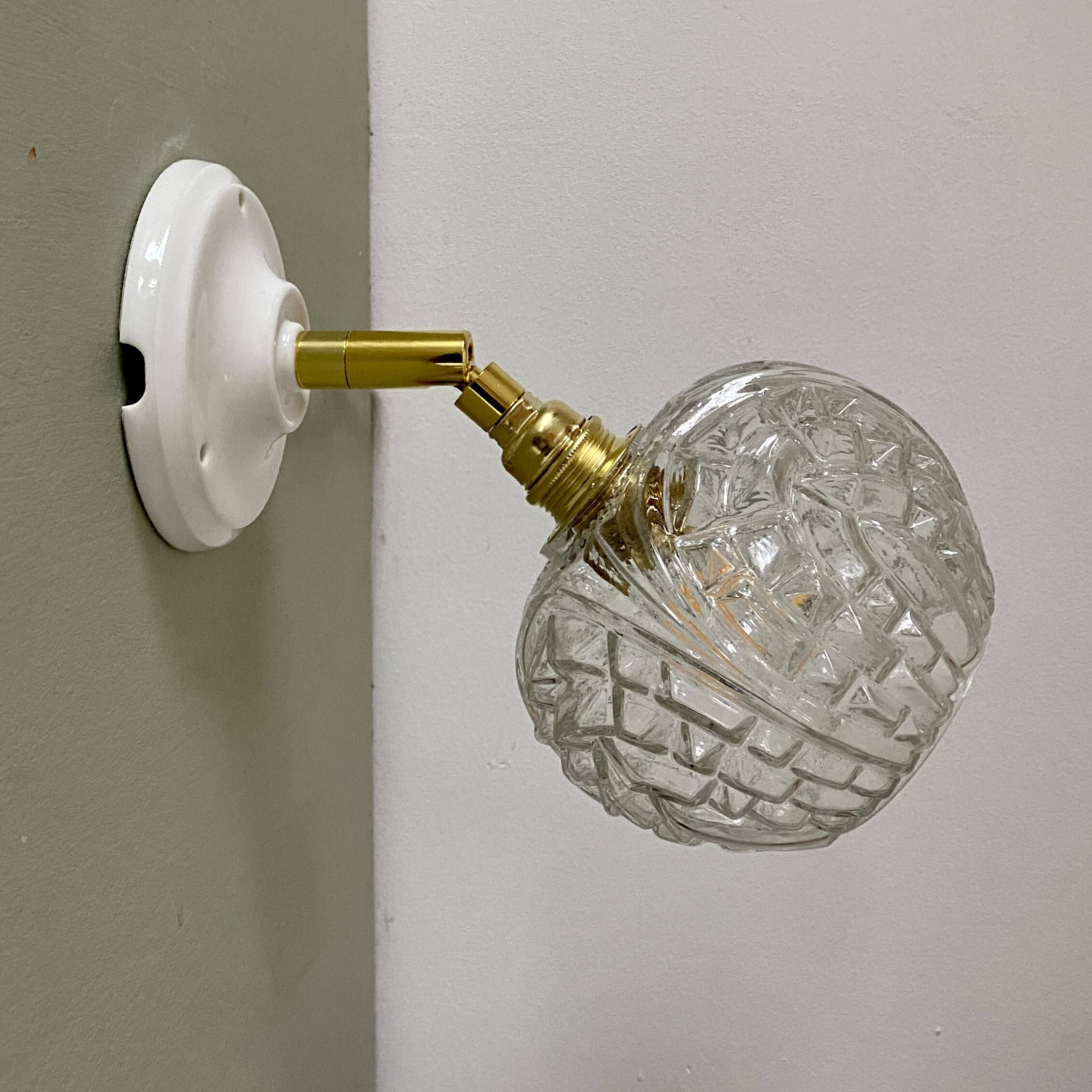 Vintage moulded glass globe wall light