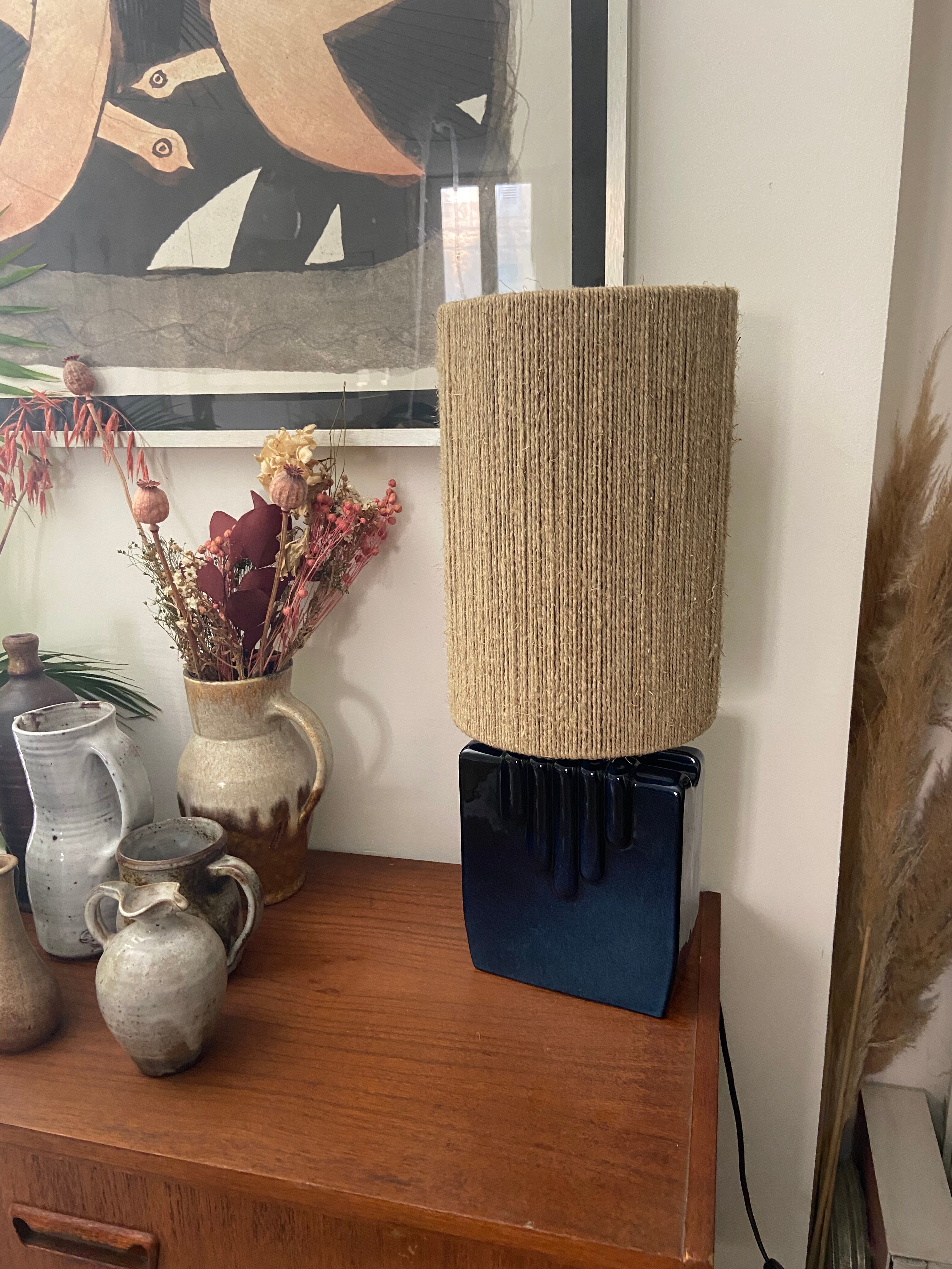 Ceramic lamp and rope 70s