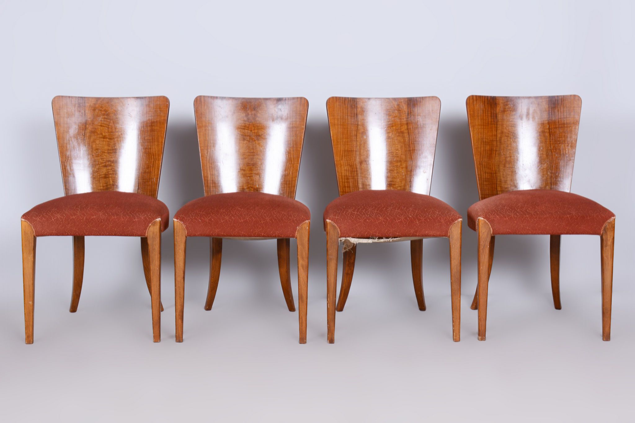Set of Four Original ArtDeco Beech Chairs, Halabala, UP Zavody, Czechia, 1940s