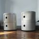 Pair of vintage white/cream Componibili bedside tables - Kartell