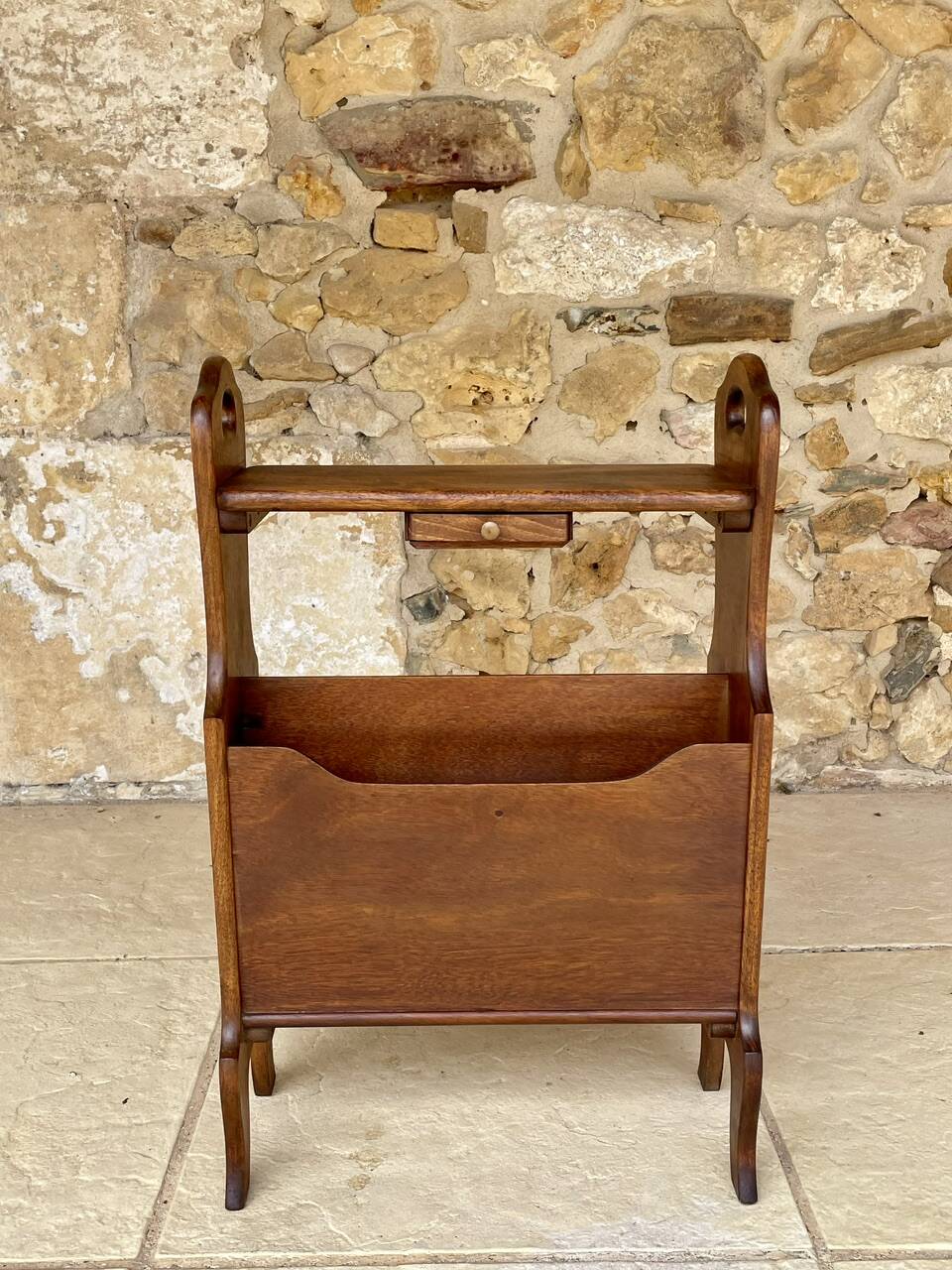 Vintage side table with magazine rack, 1960s