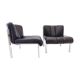 Eurochair set of 2 black leather lounge chairs by Girsberger