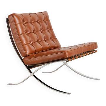Fauteuil Barcelona en cuir par Mies van der Rohe, Knoll International