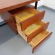 Vintage modernist double-sided desk in mahogany and black metal from the 1960s