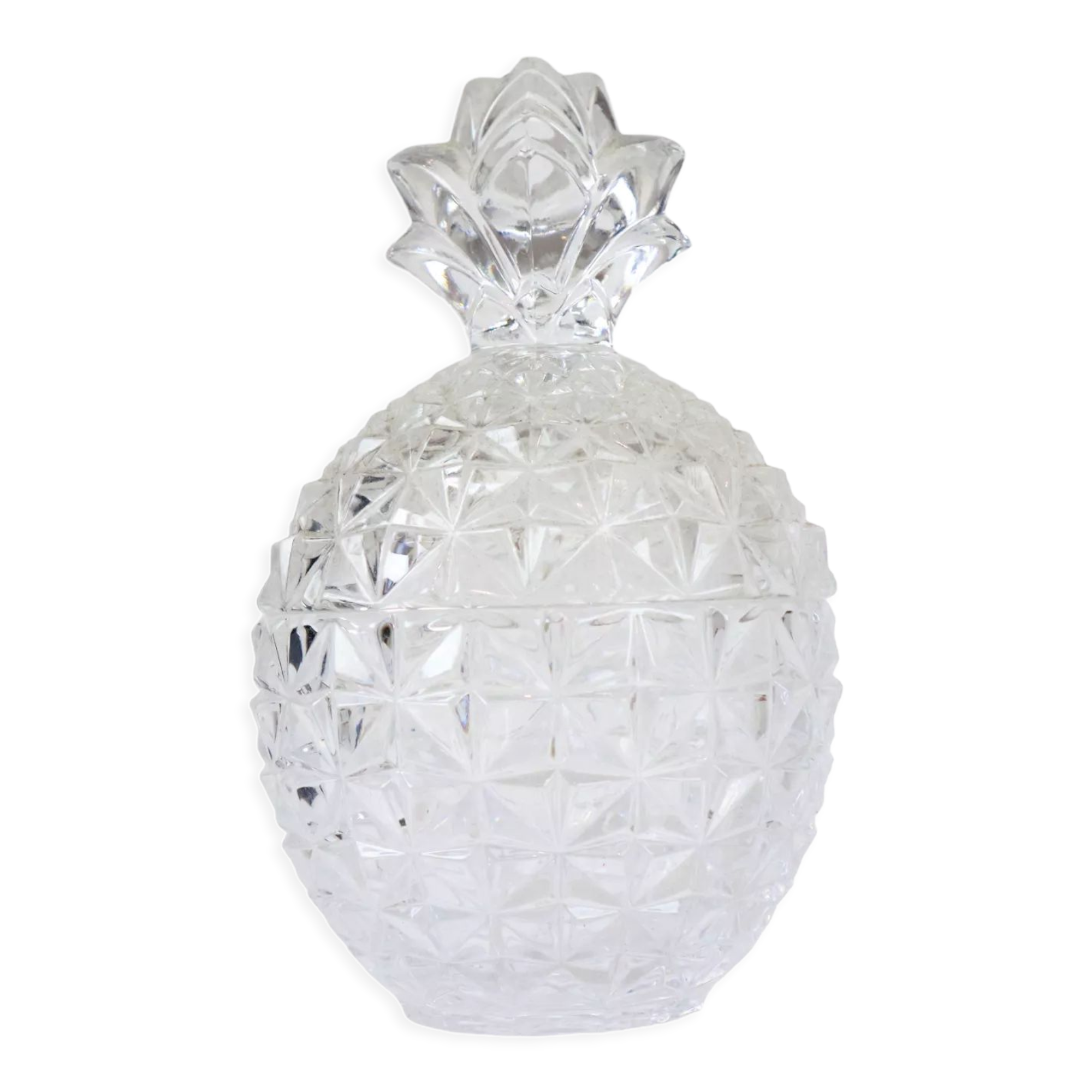 Vintage crystal pineapple sugar bowl pot france 14cm