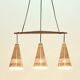 Mid Century Scandinavian Copper & Teak Triple Pendant By Jakobsson, 1950s