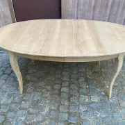 Louis XV oval extendable dining table stripped in solid oak 260cm 1970
