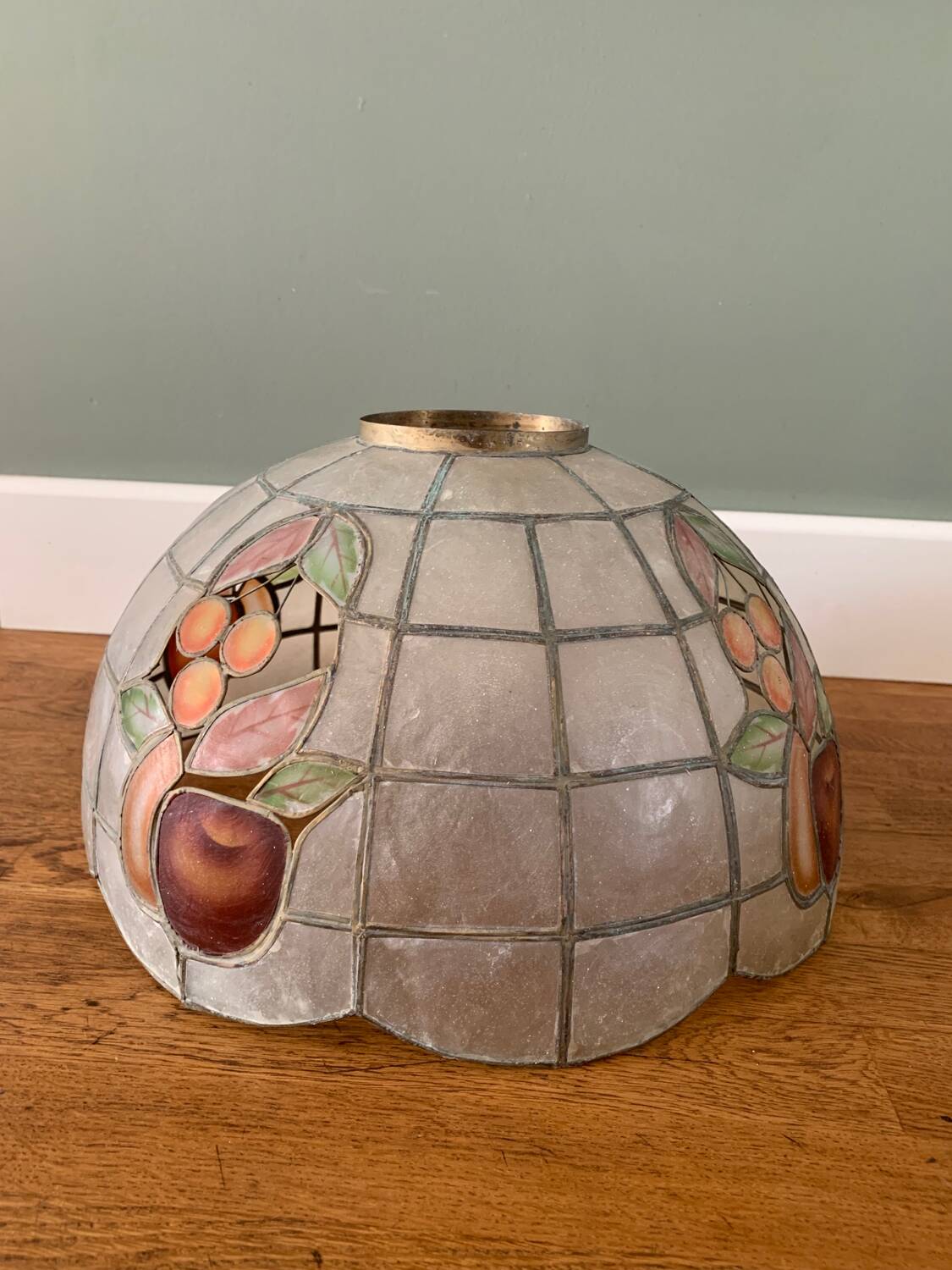 Pair of brass and mother-of-pearl pendant lights