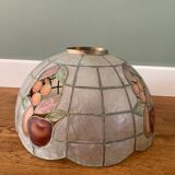 Pair of brass and mother-of-pearl pendant lights