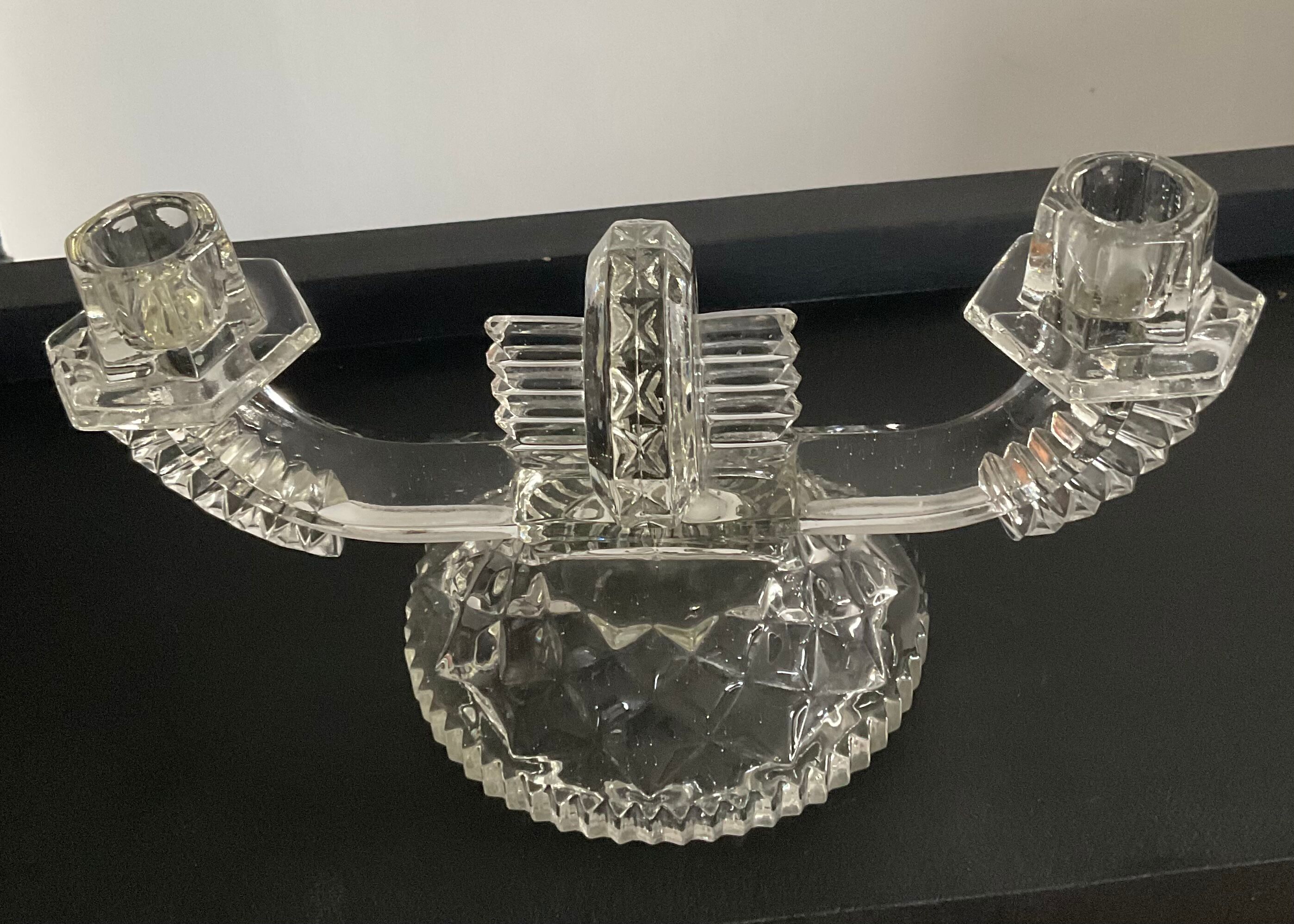 Art deco chandelier in molded glass