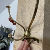 2 coat hooks with 4 branches in gilded brass