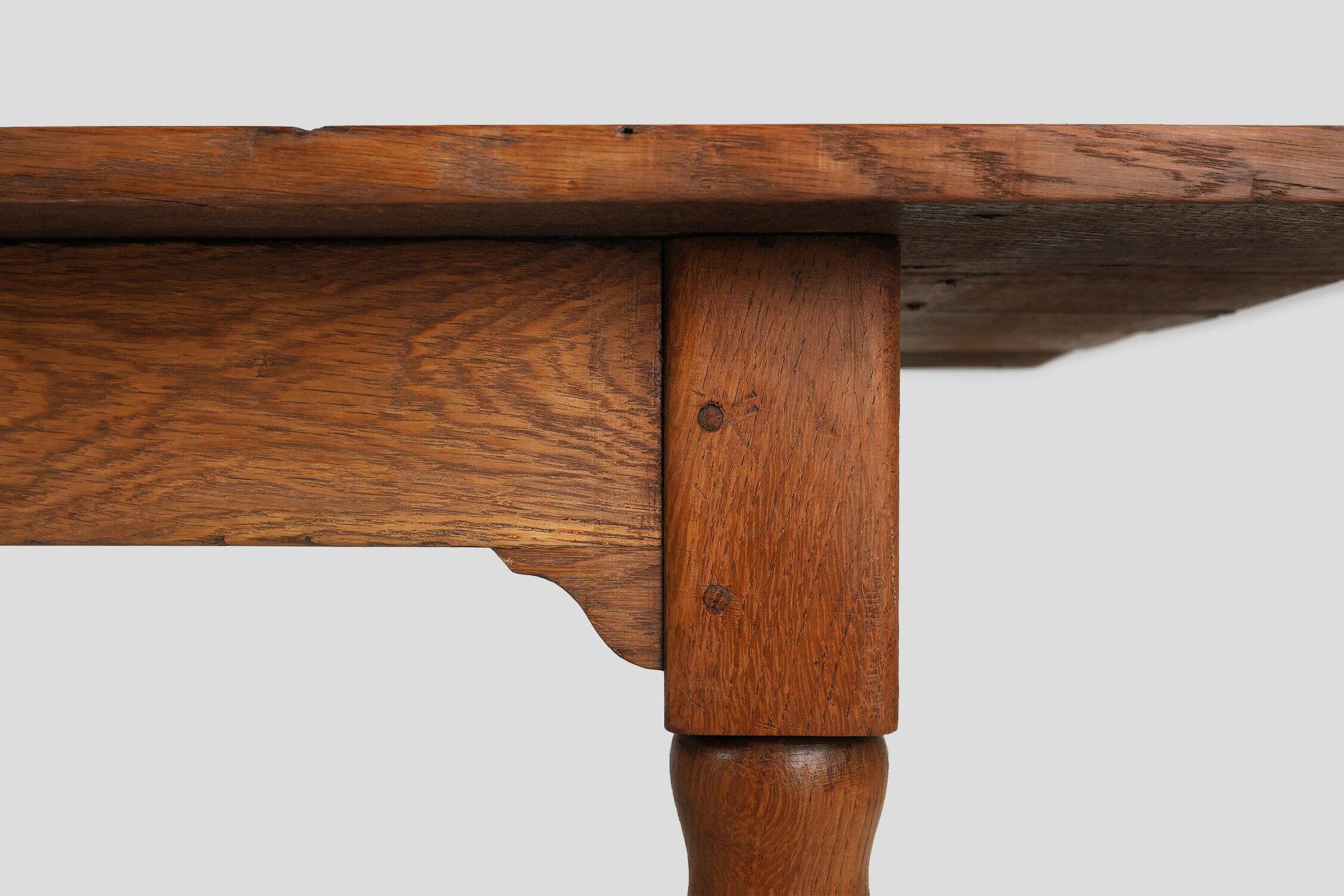 Rustic Farmhouse Table in Oak, France, 1850s