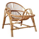 Fauteuil ancien en rotin - fauteuil adulte corbeille années 60