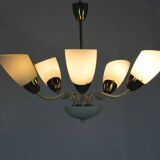 Mid-century steel & glass pendant lamp, 1960s