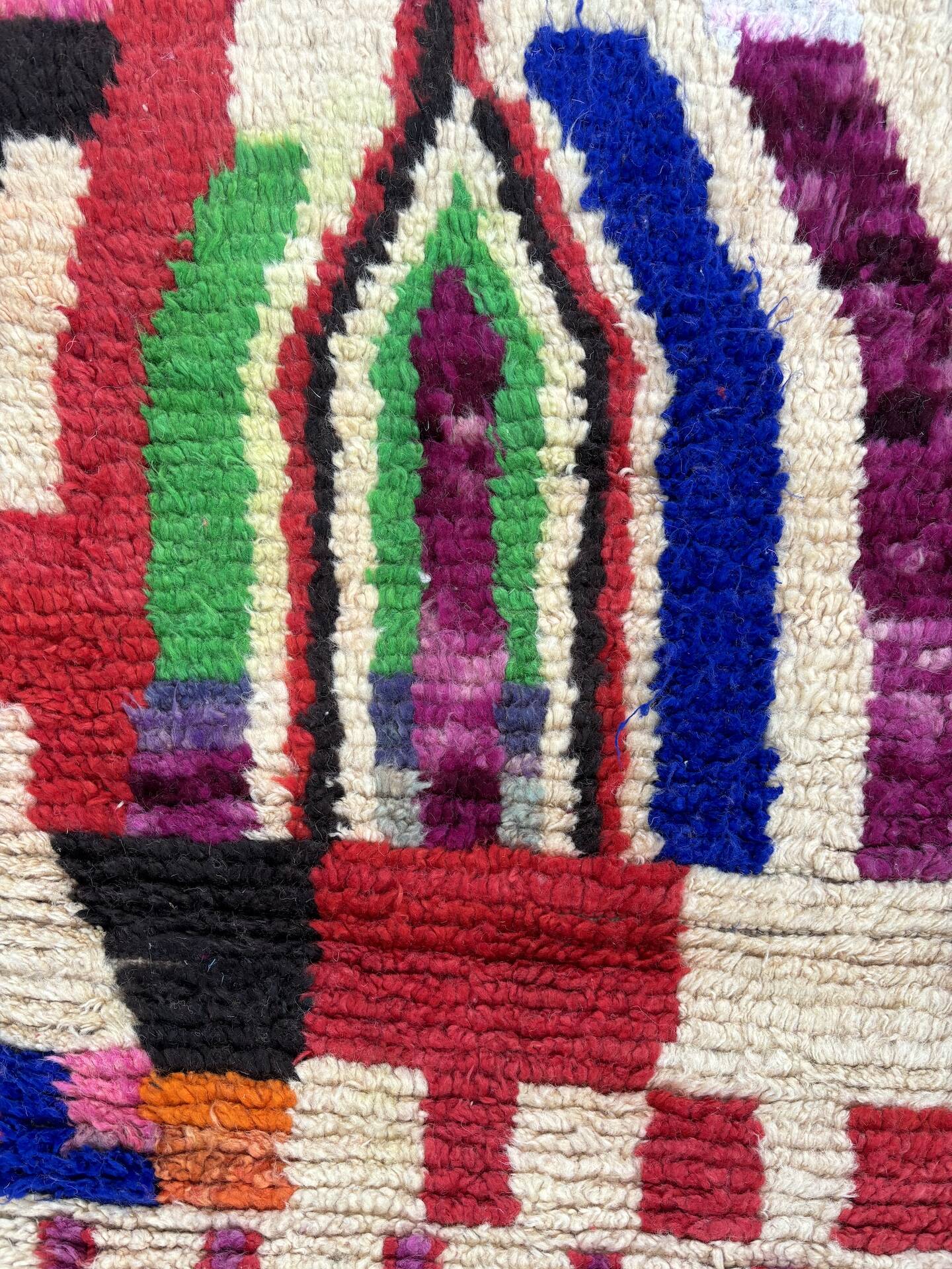Berber Boujad multicolored wool hallway rug 70x360 cm