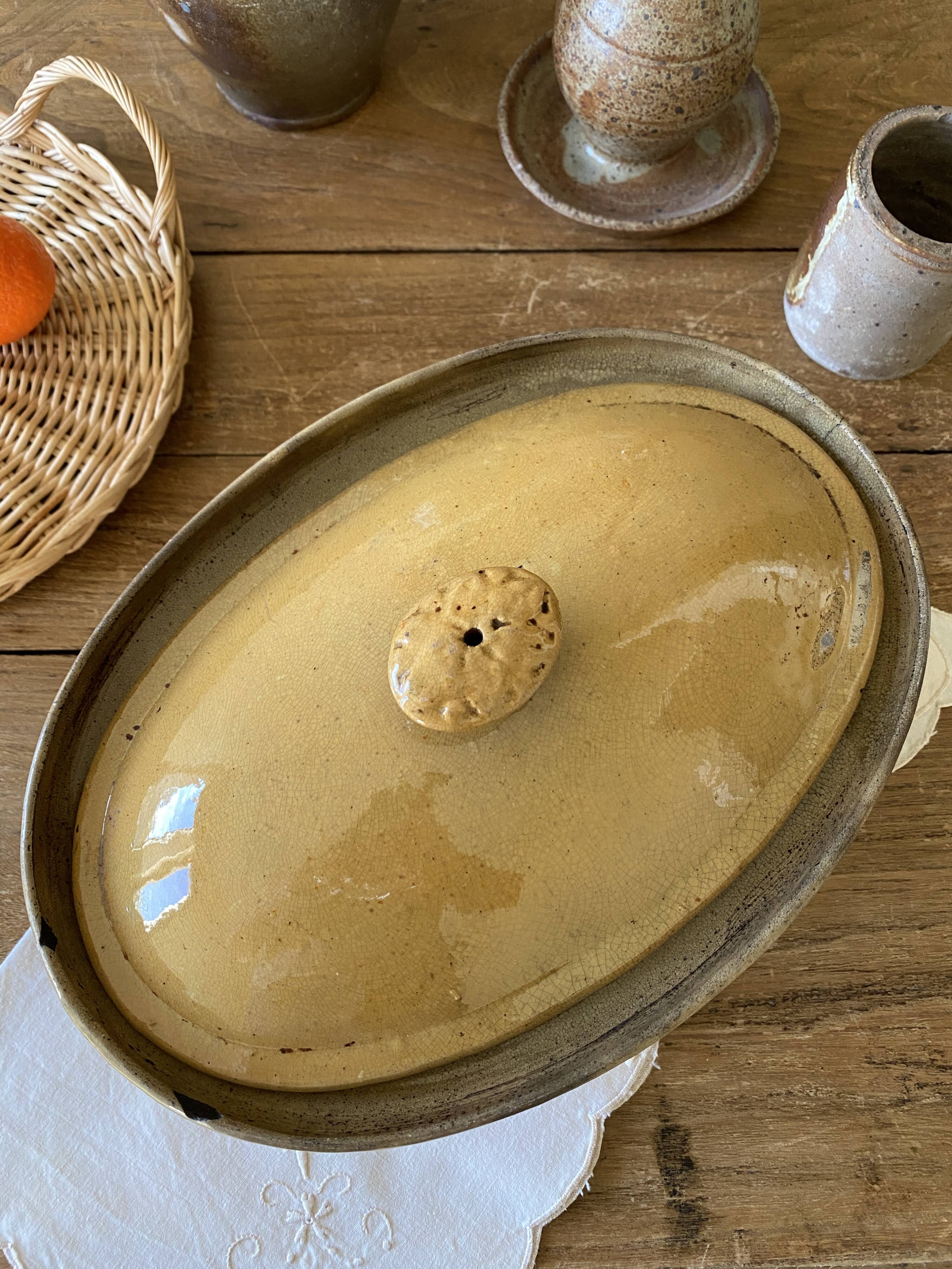 Antique glazed earthenware terrine