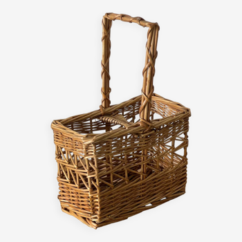 Wicker bottle storage basket 1970