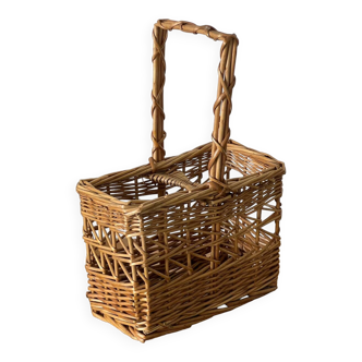 Wicker bottle storage basket 1970