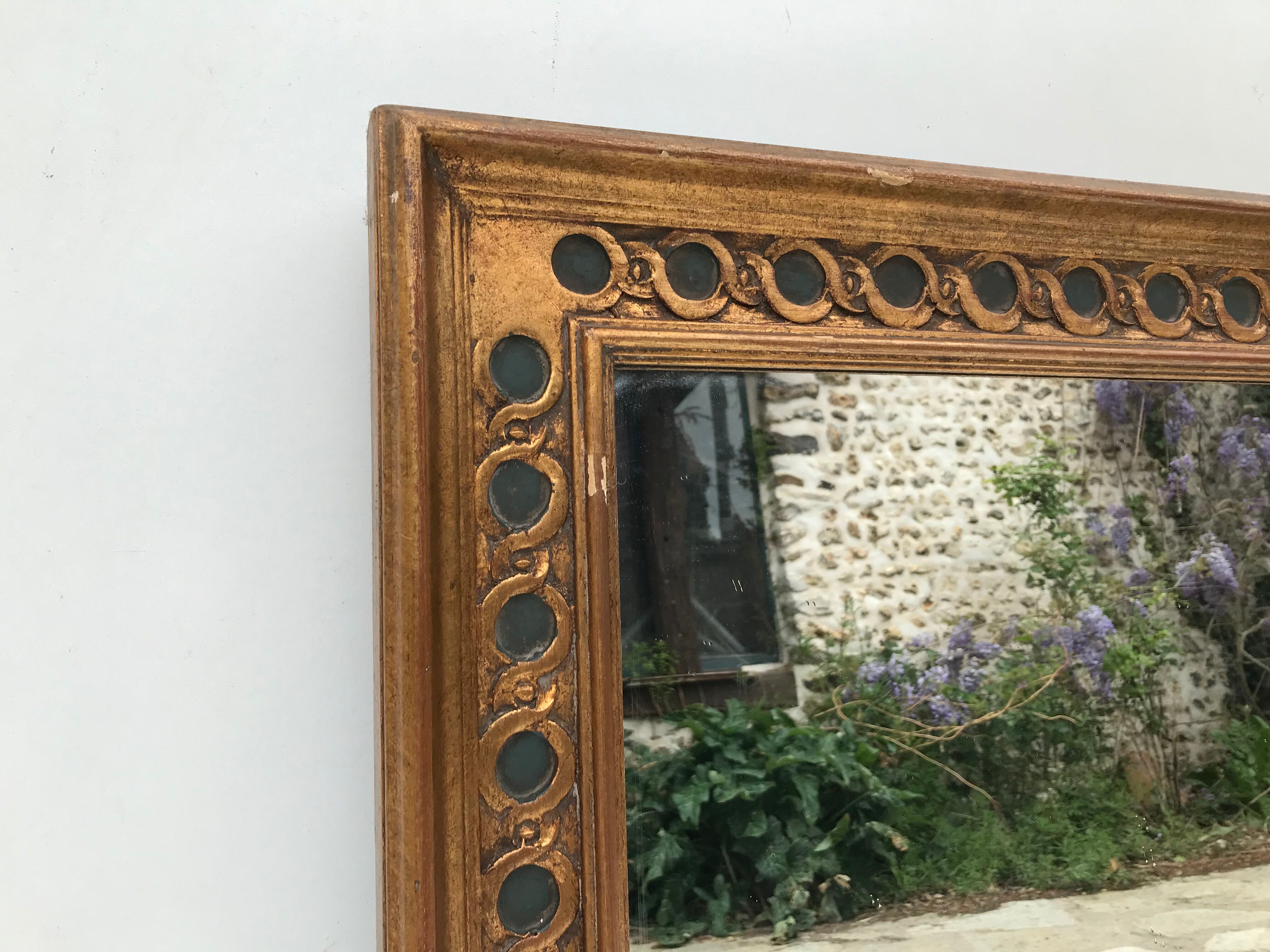Miroir rectangulaire en bois doré