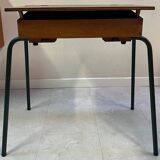 Folding wood and metal school desk