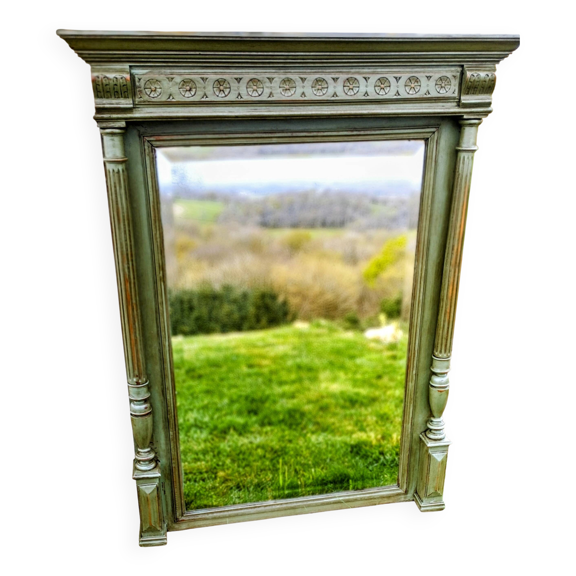 Antique olive green mirror