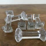 Set of six Art Deco glass knife holders