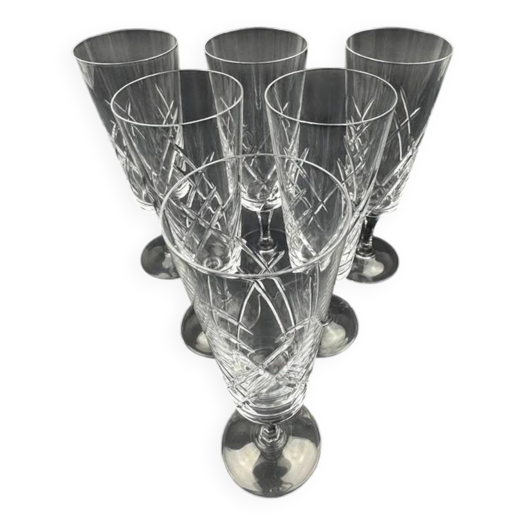 Set of 6 Lorraine crystal champagne flutes, 17 cm