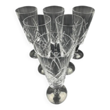 Set of 6 Lorraine crystal champagne flutes, 17 cm