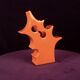 Abstract Orange Ceramic Sculptural Vase, Postmodern / Space Age, Italy, 1980