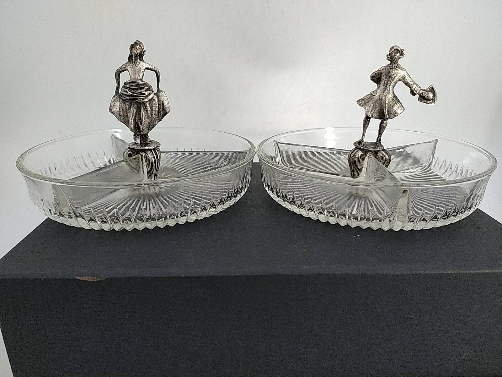 Old small glass and tin servants.