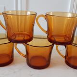 Set of 5 amber coffee cups 70s