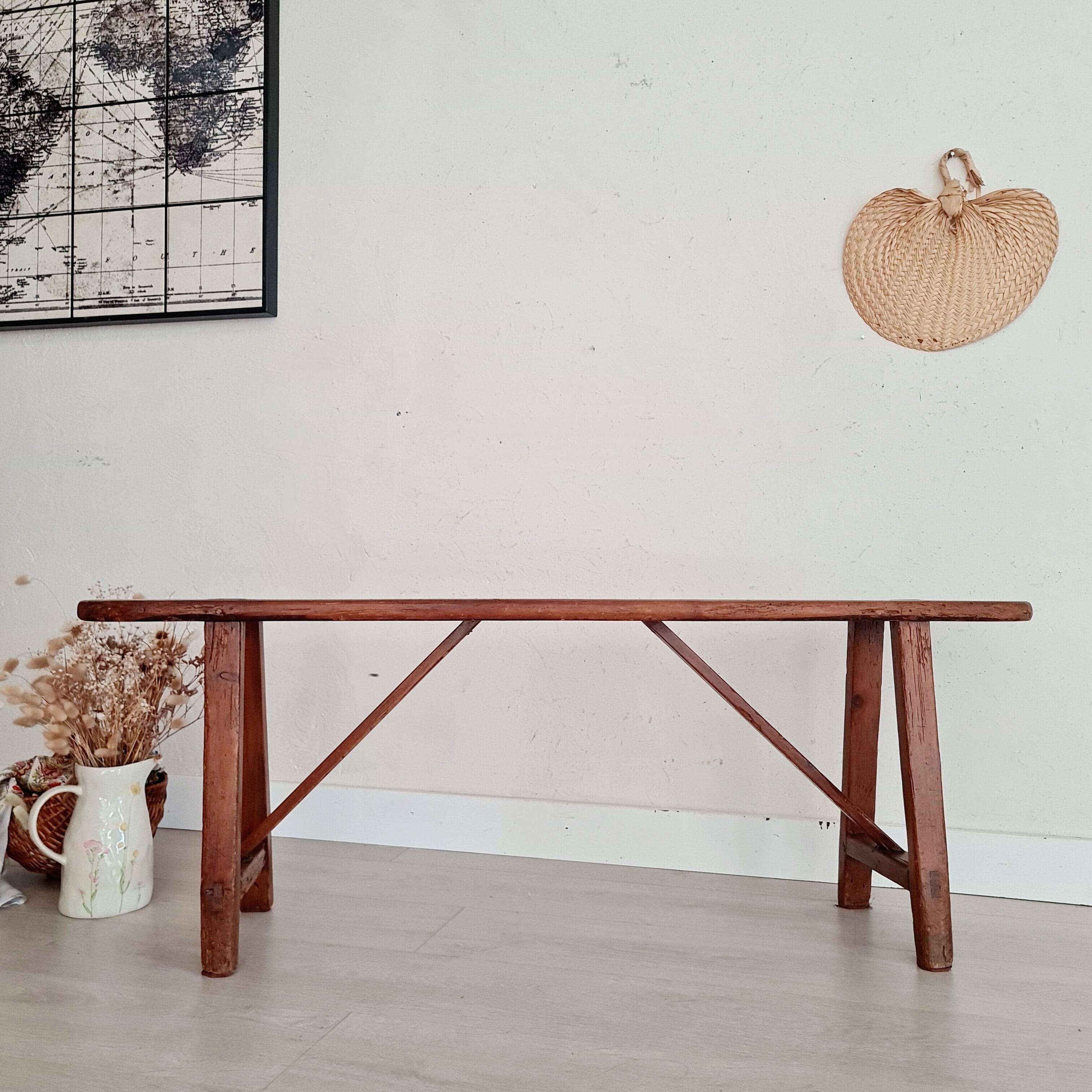 Old wooden farm bench