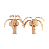 Paire d’appliques cocotier en rotin