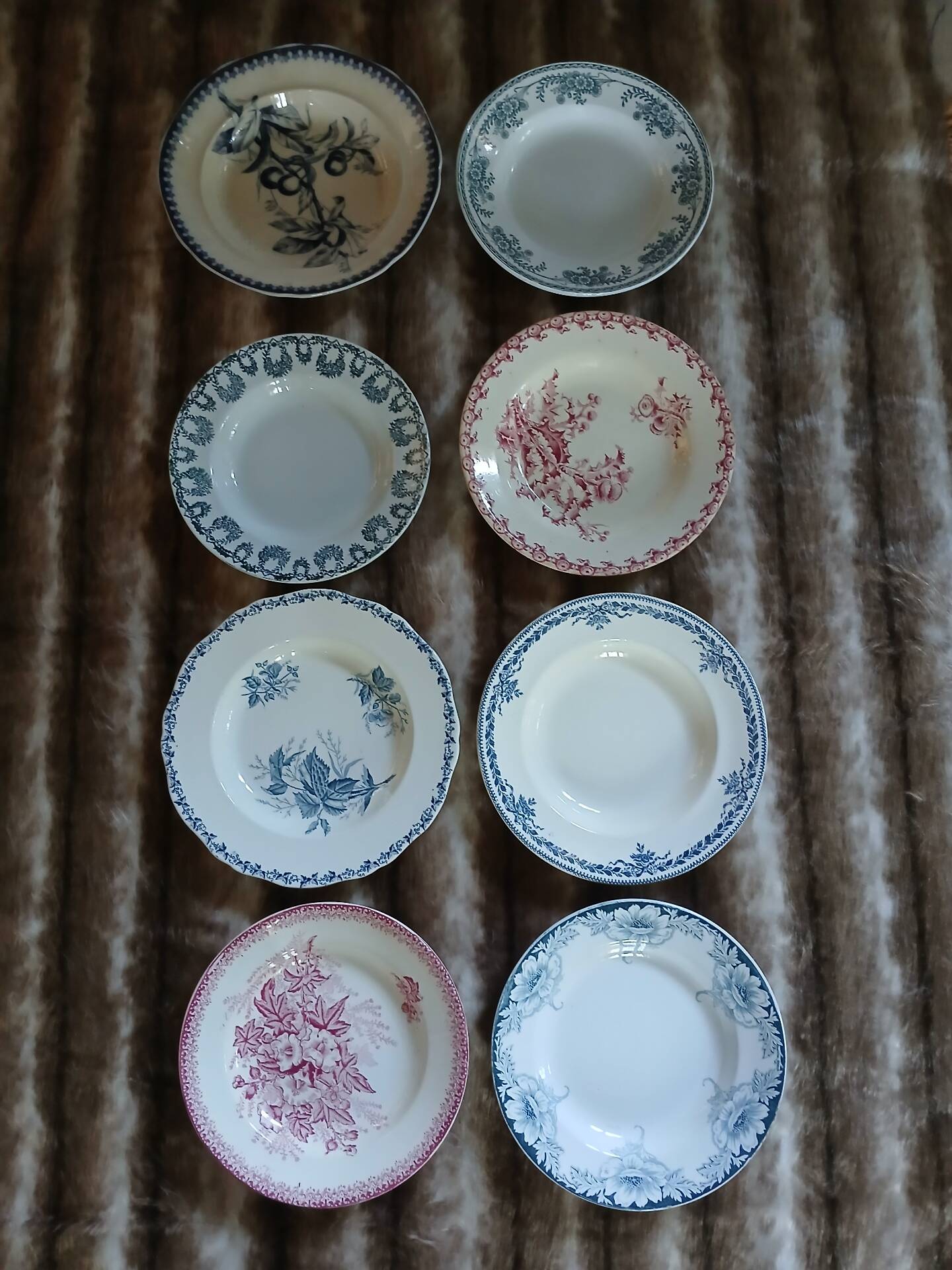 8 antique deep plates in ironstone