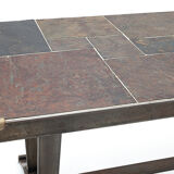 Coffee table in wrought iron and slate, 1950