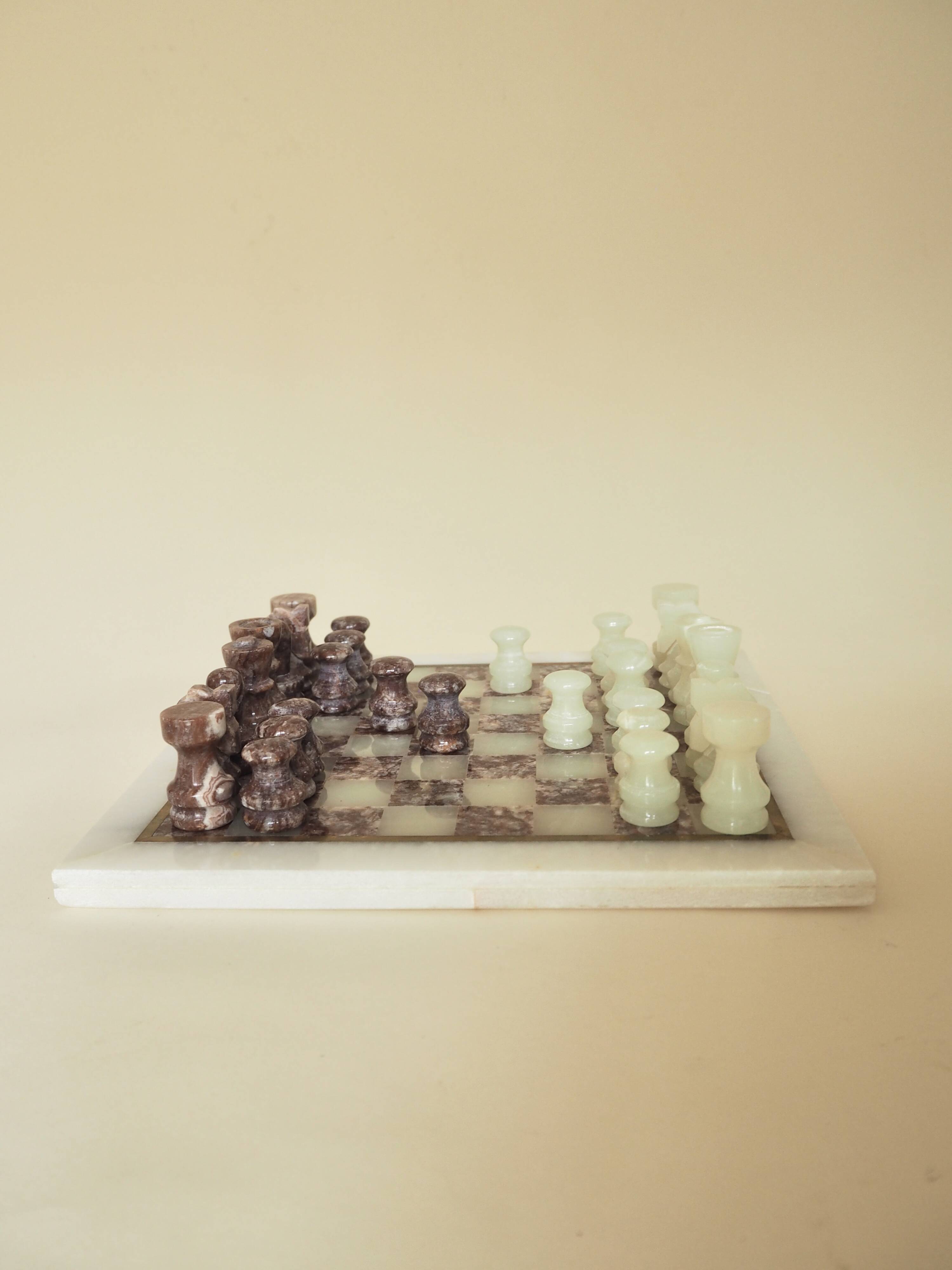 Onyx and marble chess set