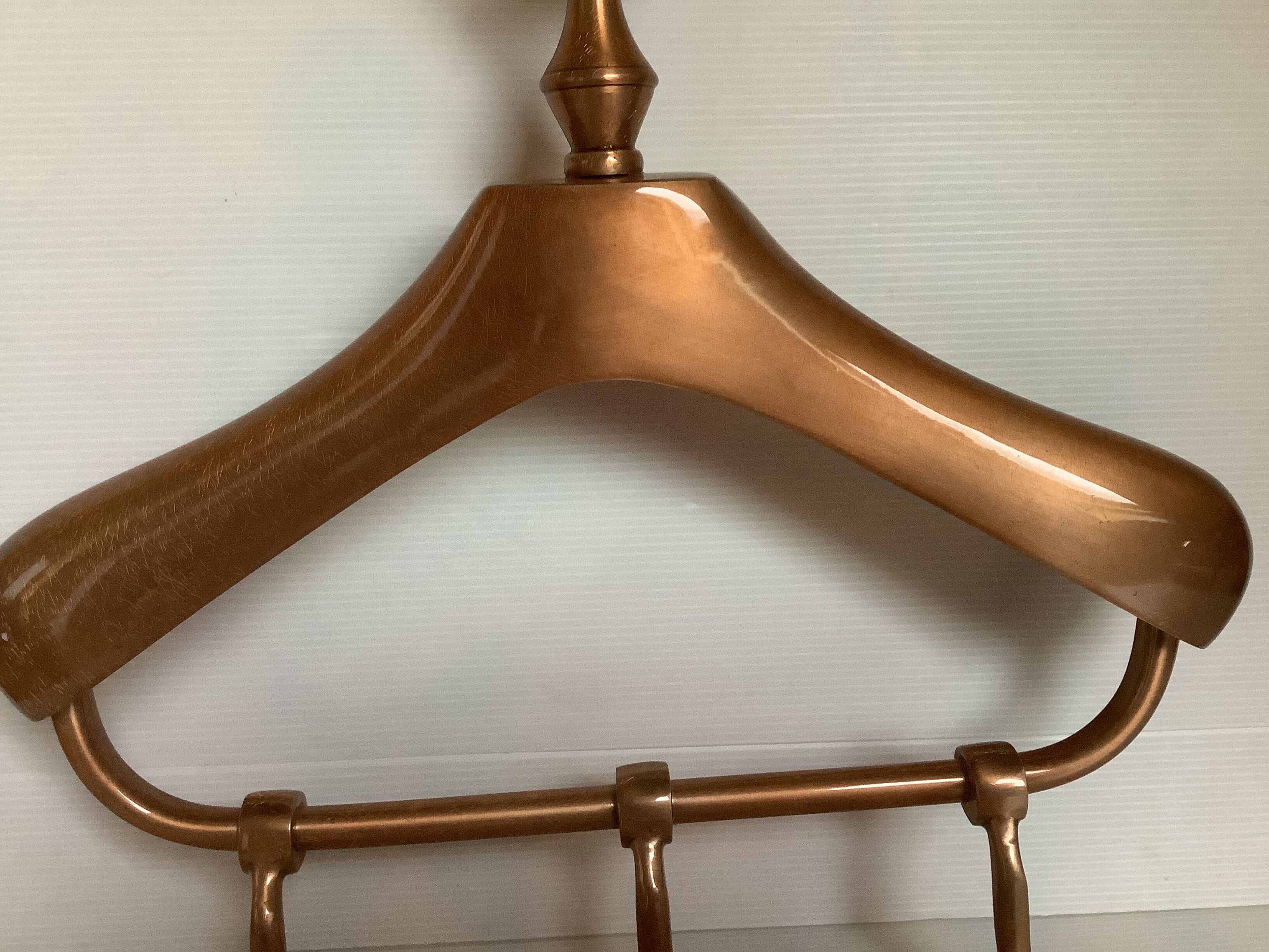 Coat rack gilded metal hanger varnished