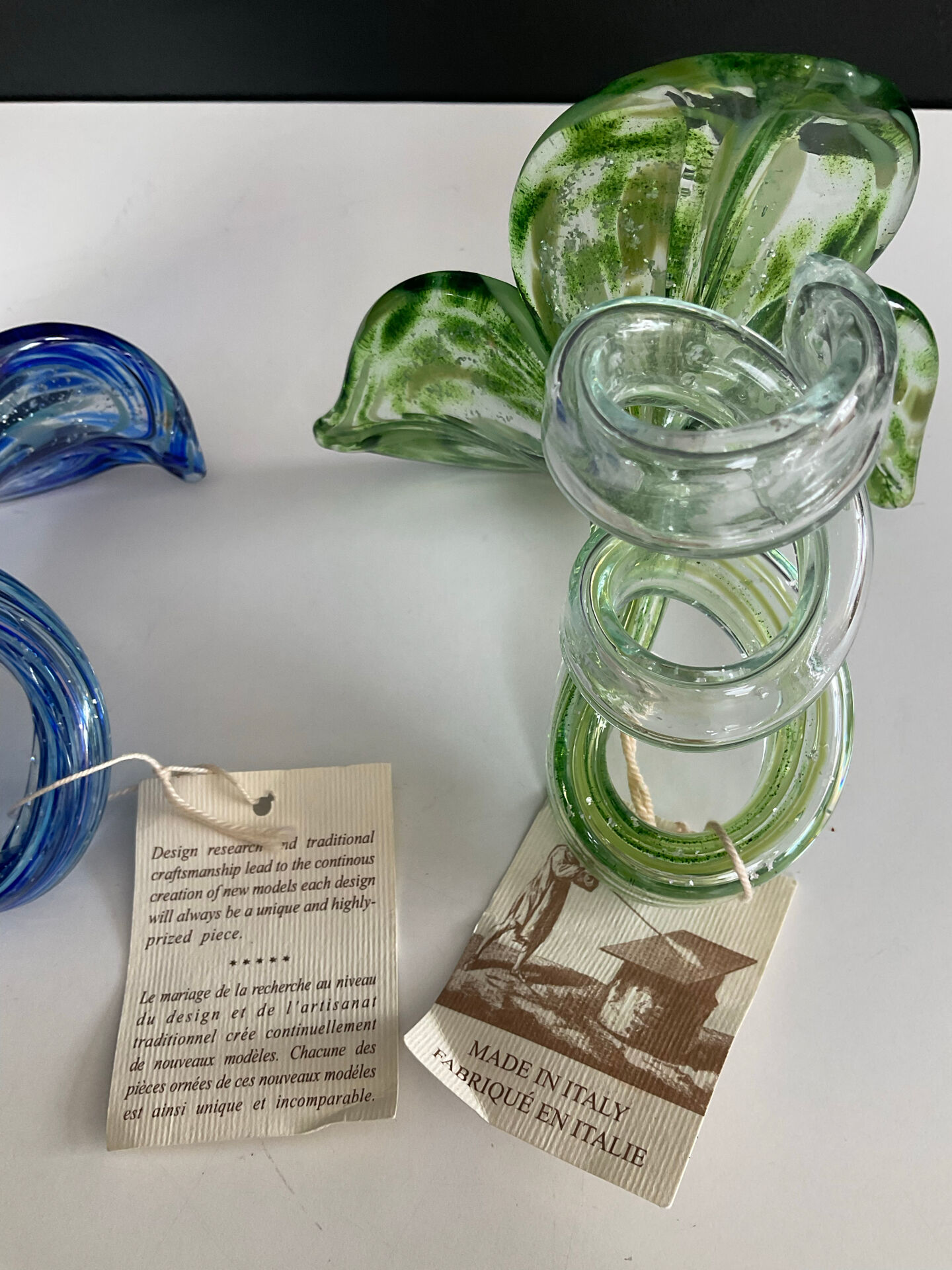 Pair of Murano glass paste candle holders