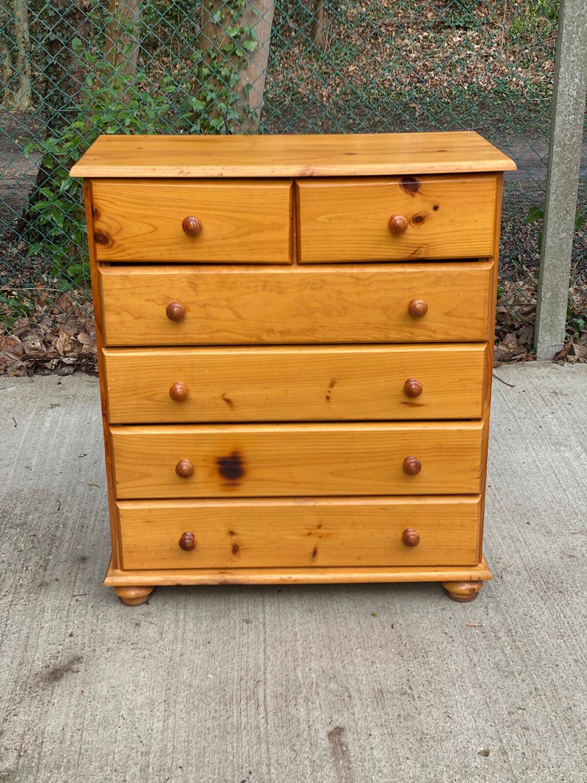 Commode 6 tiroirs en pin massif