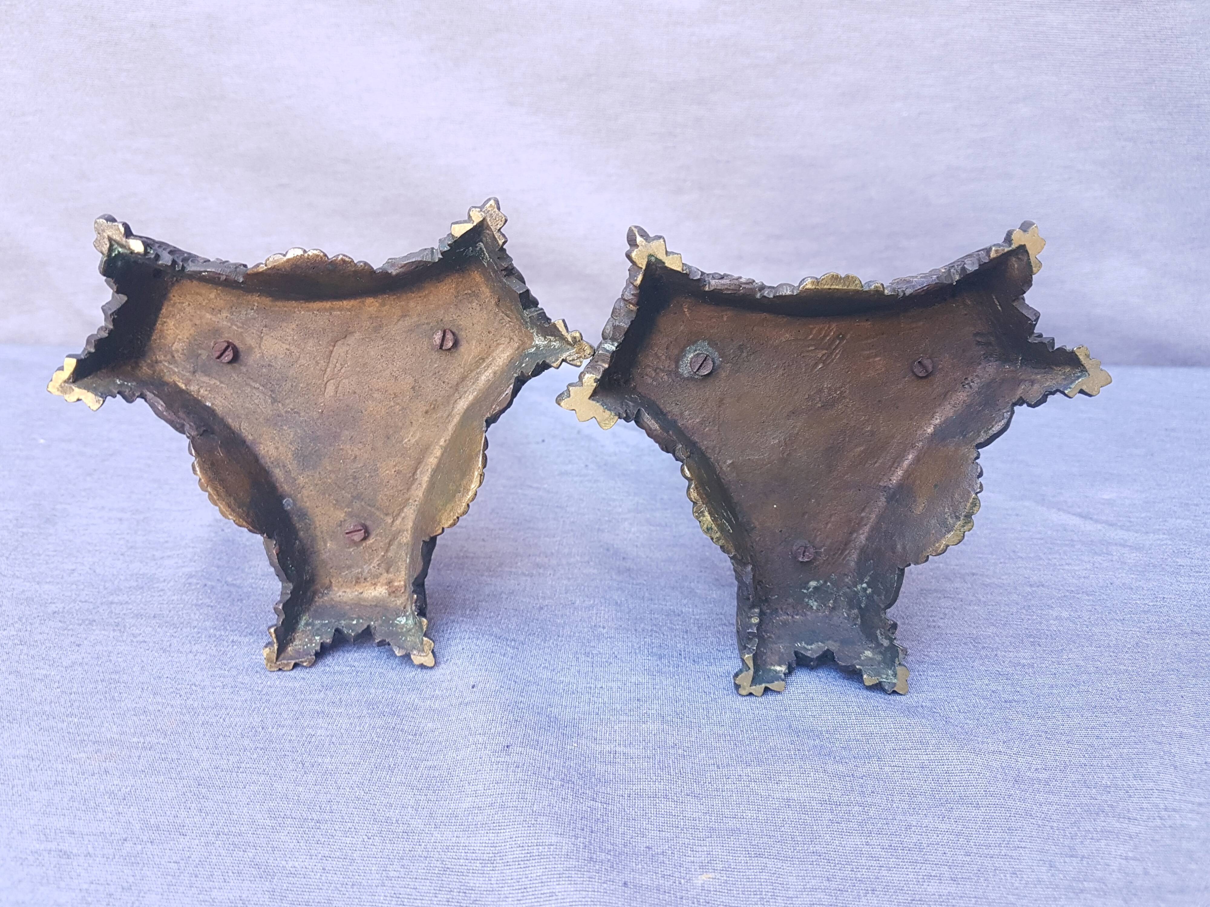 Pair of 18th-century bronze candlesticks Restoration
