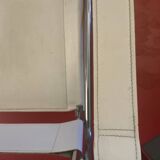 Vintage Marcel Breuer style armchair in white leather