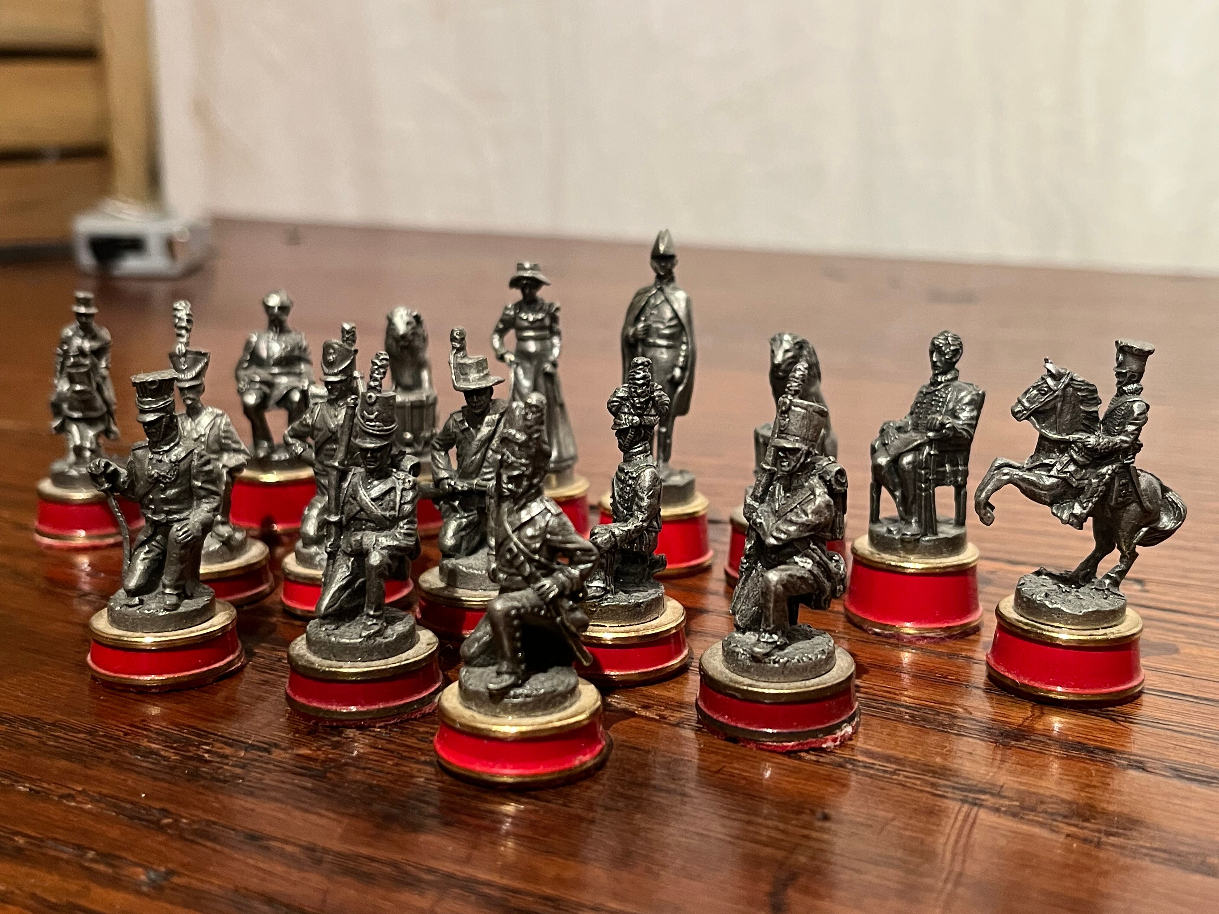 Table game chess vintage Napoleonic pawns metal