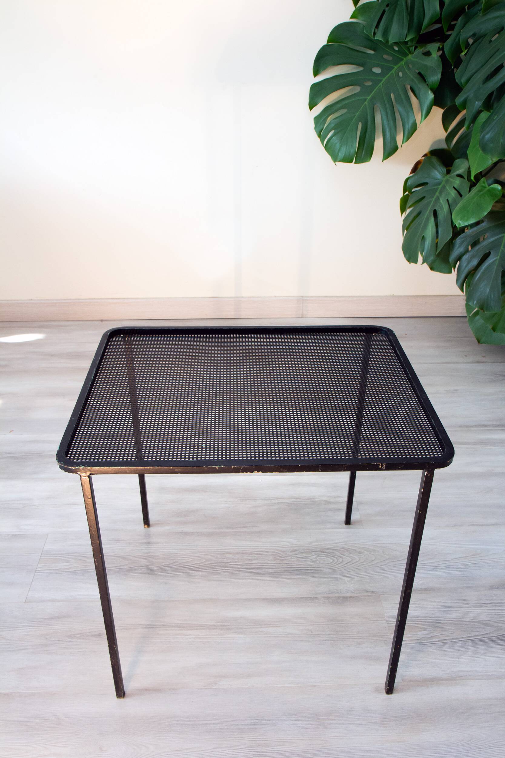 Coffee table from the 1950s, perforated metal attributed to M Matégot